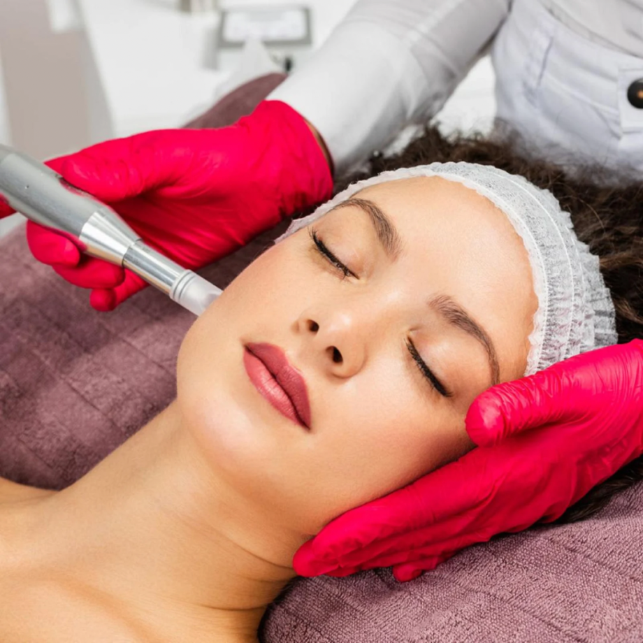 Nano infusion facial treatment at Roses & Wallflowers Esthetics to improve skin texture and tone 